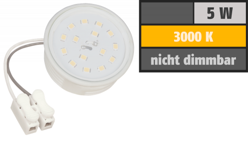 LED Einbaustrahler Tom | Flach | 230V | 5W | ET-28mm | Weiss | Starr | Milchglas