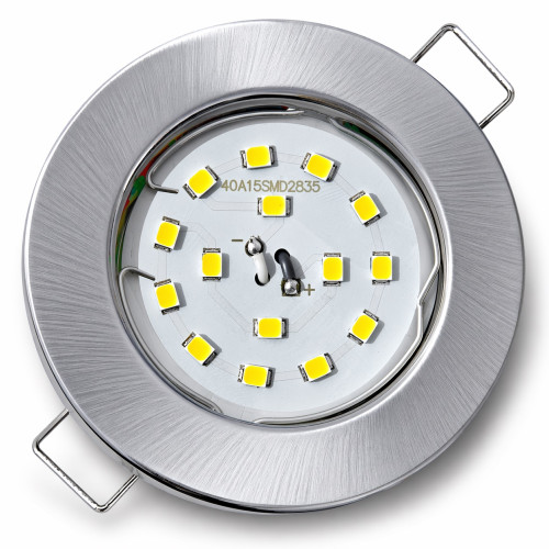 LED Einbaustrahler Tom | Flach | 230V | 7W | ET-30mm | Edelstahl gebürstet | STEP DIMMBAR