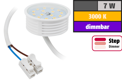 LED Einbaustrahler Tom | Flach | 230V | 7W | ET-30mm | Edelstahl gebürstet | STEP DIMMBAR