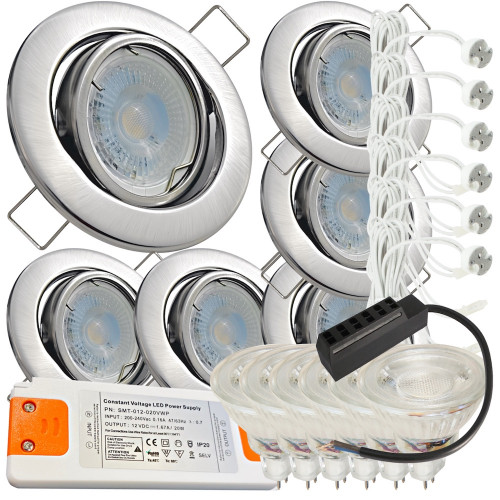LED Einbaustrahler „Tomas“ – 12V, 3W, schwenkbar, GU5.3 MR16, inkl. AMP-System & Trafo