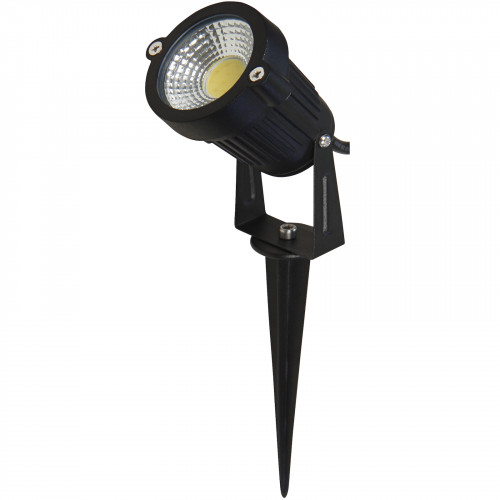 LED Gartenleuchte / Warmweiß / 5W / 230V / 1,5m Kabel / Erdspieß / Schwarz