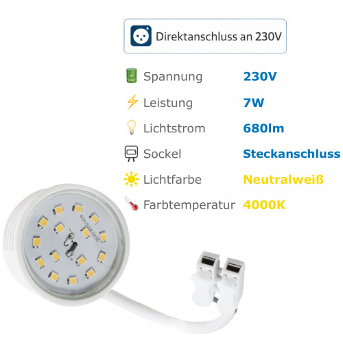 LED-Modul, 7Watt, 470Lumen, 230Volt, 50 x 23mm, Neutralweiß, 4000Kelvin
