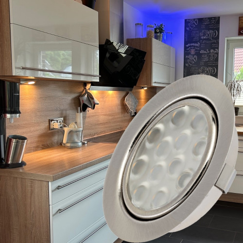 Sets Flache LED Möbel Einbauleuchte Lina 12Volt - 3Watt - 200Lumen - mit Transformator