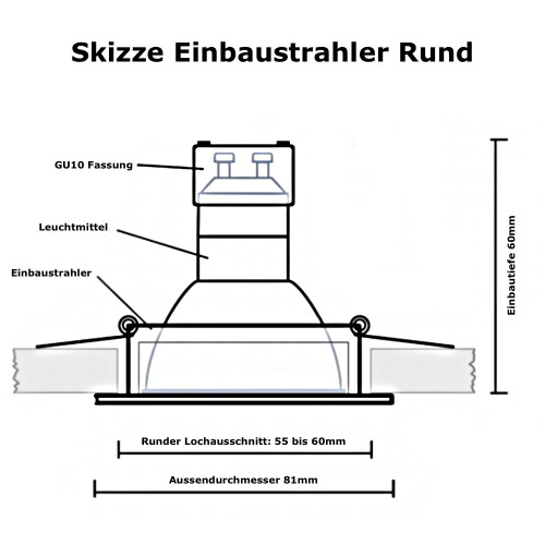 SMD LED Einbaustrahler Tom | 230Volt | 9 Watt | 900 Lumen | Weiss