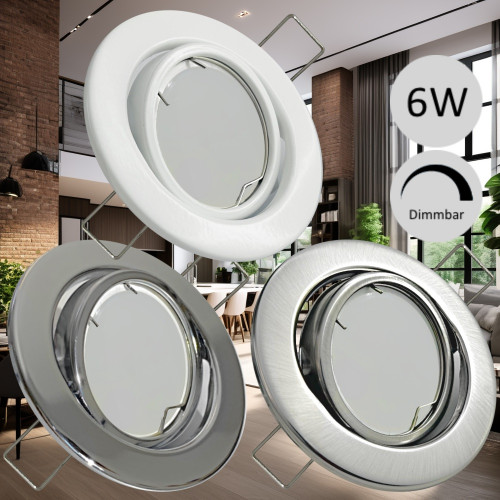 LED Einbaustrahler TOMAS • GU10 6W • 230V • warmweiß • dimmbar