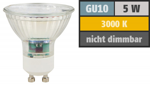 SMD LED Leuchtmittel 230Volt - 5Watt - WARMWEISS 3000Kelvin - 120° Abstrahlwinkel - Sockel Gu10
