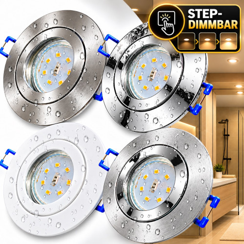 Step Dimmbar | 5W SMD LED Bad Einbauleuchte Marina 230 Volt | IP44