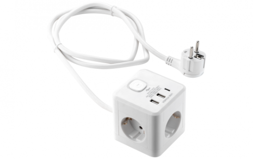 Tischsteckdose, 3 x Steckdose, 2 x USB-A, 1 x USB-C, PD20W