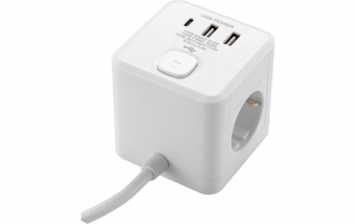Tischsteckdose, 3 x Steckdose, 2 x USB-A, 1 x USB-C, PD20W