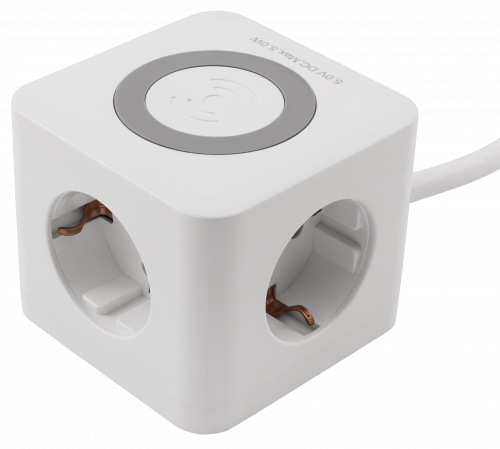 Tischsteckdose, 3 x Steckdose, 2 x USB-A, 1 x USB-C, QI aufladen