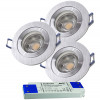 3er Set = 12Volt Bad Einbaustrahler Marina | IP44 | 5W | MCOB LED | inklusive LED Trafo 20Watt