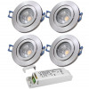 4er Set = 12Volt Bad Einbaustrahler Marina | IP44 | 5W | MCOB LED | inklusive LED Trafo 30Watt