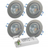 4er Set = 12Volt Bad Einbaustrahler Marina | IP44 | 5W | MCOB LED | inklusive LED Trafo 30Watt