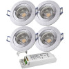 4er Set = 12Volt Bad Einbaustrahler Marina | IP44 | 5W | MCOB LED | inklusive LED Trafo 30Watt