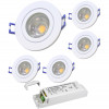 5er Set = 12Volt Bad Einbaustrahler Marina | IP44 | 5W | MCOB LED | inklusive LED Trafo 30Watt