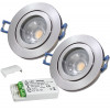 2er Set = 12Volt Bad Einbaustrahler Marina | IP44 | 3W | MCOB LED | inklusive LED Trafo 12Watt