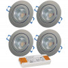 4er Set = 12Volt Bad Einbaustrahler Marina | IP44 | 3W | MCOB LED | inklusive LED Trafo 15Watt