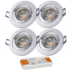 4er Set = 12Volt Bad Einbaustrahler Marina | IP44 | 3W | MCOB LED | inklusive LED Trafo 15Watt