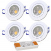 4er Set = 12Volt Bad Einbaustrahler Marina | IP44 | 3W | MCOB LED | inklusive LED Trafo 15Watt