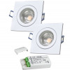 2er Set = 12Volt Bad Einbaustrahler Marin | IP44 | 3W | MCOB LED | inklusive LED Trafo 12Watt