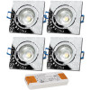 4er Set = 12Volt Bad Einbaustrahler Marin | IP44 | 3W | MCOB LED | inklusive LED Trafo 15Watt