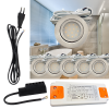 6er Set | Flache LED Möbel Einbauspots New Lina | 12V | 2W | LED Trafo | 230V Zuleitung