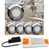 5er Set | Flache LED Möbel Einbauspots New Lina | 12V | 2W | LED Trafo | 72mm
