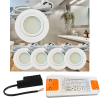 5er Set | Flache LED Möbel Einbauspots New Lina | 12V | 2W | LED Trafo | 72mm