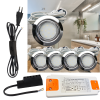 5er Set | Flache LED Möbel Einbauspots New Lina | 12V | 2W | LED Trafo | 230V Zuleitung mit Schnurschalter