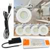 5er Set | Flache LED Möbel Einbauspots New Lina | 12V | 2W | LED Trafo | 230V Zuleitung mit Schnurschalter