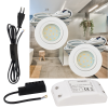 2er Set | Flache LED Möbel Einbauspots New Lina | 12V | 2W | LED Trafo | mit Schnurschalter