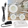 3er Set | Flache LED Möbel Einbauspots New Lina | 12V | 2W | LED Trafo | 230V Zuleitung