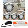 4er Set | Flache LED Möbel Einbauspots New Lina | 12V | 2W | LED Trafo | 72mm