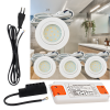 4er Set | Flache LED Möbel Einbauspots New Lina | 12V | 2W | LED Trafo | 230V Zuleitung