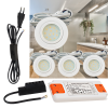 4er Set | Flache LED Möbel Einbauspots New Lina | 12V | 2W | LED Trafo | mit Schnurschalter