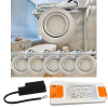 6er Set | Flache LED Möbel Einbauspots New Lina | 12V | 2W | LED Trafo | 72mm
