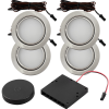 4er Set Flache LED Möbel Einbauspots Milena 12V - 3W - mit Dimmer und Fernbedienung