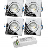 4er Set = 12Volt Bad Einbaustrahler Marin | IP44 | 5W | MCOB LED | inklusive LED Trafo 36Watt