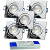 5er Set = 12Volt Bad Einbaustrahler Marin | IP44 | 5W | MCOB LED | inklusive LED Trafo 36Watt