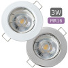 12Volt MCOB LED Einbaustrahler Tom | 3Watt | Gu5.3 Sockel | MR16 Fassung | Mit LED Trafo
