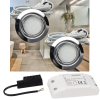 2er Set | Flache LED Einbauspots New Lina | 12V | 2W | LED Trafo und Funk-Dimmer