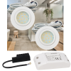 3er Set | Flache LED Einbauspots New Lina | 12V | 2W | LED Trafo und Funk-Dimmer
