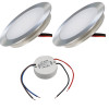 2 x SMD Bodeneinbauspots 12Volt + Rundtrafo. Für Laminat, Parkett, Fliesen usw. Begehbar - IP67. Abwaschbar.
