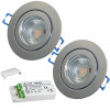 2er Set = 12Volt Bad Einbaustrahler Marina | IP44 | 3W | MCOB LED | inklusive LED Trafo 12Watt