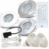 2er Set 3W LED Einbaustrahler IP65 12V inkl Trafo & 120cm Kabel