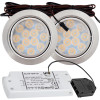 2er Set / Flache LED Einbauspots Lina / 12Volt / 3W / Kabelbaum / Stecker/ Verteilerleiste / LED Trafo / Einbautiefe nur 12mm