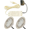 2er Set / Flache LED Einbauspots Lina / 12Volt / 3W / Kabelbaum / Stecker/ Verteilerleiste / LED Trafo vormontiert