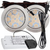 2er Set / Flache LED Einbauspots Lina / 12Volt / 3W / LED Trafo / 230V Netzkabel mit Schnurschalter