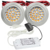 2er Set / Flache LED Einbauspots Mira / 12Volt / 2,4W / Kabelbaum / Stecker/ Verteilerleiste / LED Trafo vormontiert