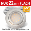 2er Set Flache LED-Möbel-Einbauspots New Lina, IP44, 12V, 2W, inklusive Plug & Play Trafo.